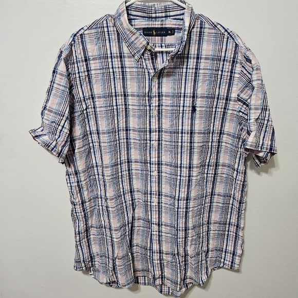 Ralph Lauren Other - Ralph Lauren Shirt Men's XL Pink Plaid Button-up Short Sleeve Classic Fit B23